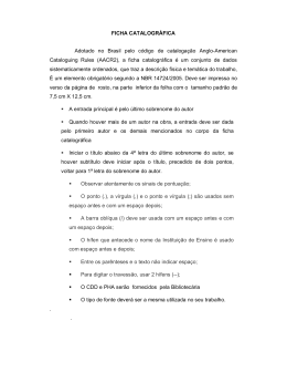 FICHA CATALOGR&Aacute;FICA Adotado no Brasil pelo c&oacute;digo de
