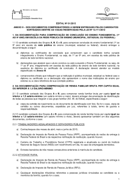 1 EDITAL Nº 01/2015 ANEXO II – DOS DOCUMENTOS