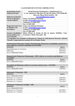 CALENDÁRIO DE EVENTOS CORPORATIVOS