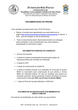 DOCUMENTA&Ccedil;&Atilde;O DO PROUNI - PUC-SP