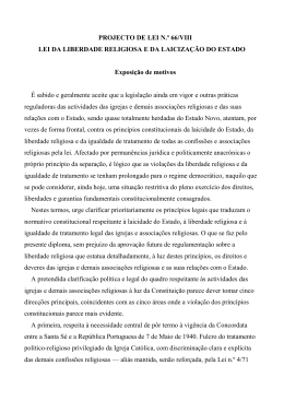 PROJECTO DE LEI N.&ordm; 66/VIII LEI DA LIBERDADE RELIGIOSA E
