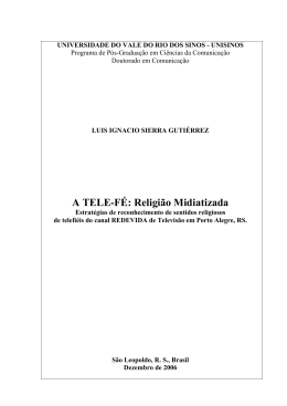 A TELE-F&Eacute;: Religi&atilde;o Midiatizada