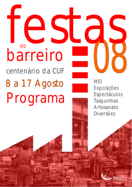 Consulte aqui o PROGRAMA das FESTAS do BARREIRO 2008.
