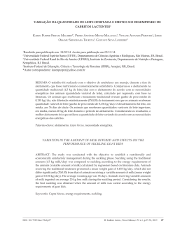 VARIA&Ccedil;&Atilde;O DA QUANTIDADE DE LEITE OFERTADA E EFEITOS