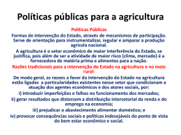 Pol&iacute;ticas P&uacute;blicas para a Agricultura Brasileira