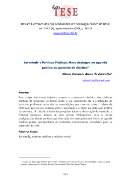 Juventude e Políticas Públicas: Mero destaque na agenda pública