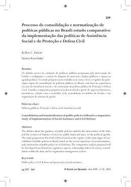 Processo de consolida&ccedil;&atilde;o e normatiza&ccedil;&atilde;o de pol&iacute;ticas p&uacute;blicas no