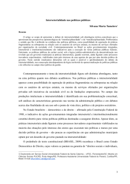Intersetorialidade nas políticas públicas Silvana Marta Tumelero1