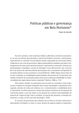 Políticas públicas e governança em Belo Horizonte*