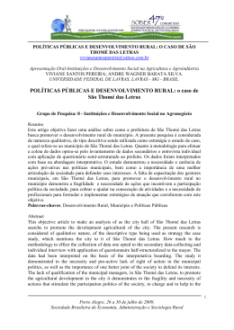 POL&Iacute;TICAS P&Uacute;BLICAS E DESENVOLVIMENTO RURAL: o