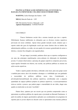pol&iacute;ticas p&uacute;blicas de esportes para juventude na baixada fluminense/rj
