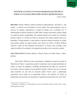 Pontos de Cultura e os Novos Paradigmas das Pol&iacute;ticas P&uacute;blicas