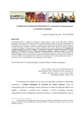COTIDIANO E TRABALHO PEDAG&Oacute;GICO
