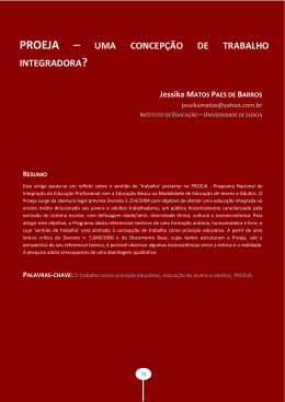 proeja – uma concepção de trabalho integradora?