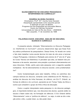 SILENCIAMENTOS NO DISCURSO PEDAG&Oacute;GICO