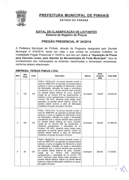 Edital de Classifica&ccedil;&atilde;o