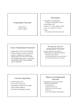 Programa&ccedil;&atilde;o Funcional Informa&ccedil;&otilde;es O que &eacute; Programa&ccedil;&atilde;o