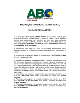 PROMOÇÃO “ANO NOVO CARRO NOVO”,