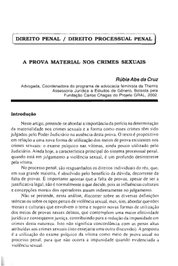 A prova material nos crimes sexuais