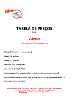 TABELA DE PREÇOS