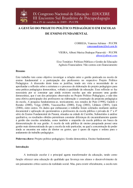 a gest&atilde;o do projeto pol&iacute;tico pedag&oacute;gico em escolas de