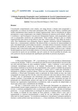 1 A Rela&ccedil;&atilde;o Pesquisador-Pesquisados: uma Contribui&ccedil;&atilde;o