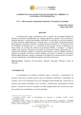A import&acirc;ncia da estrutura de governan&ccedil;a h&iacute;brida na