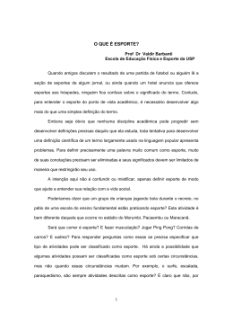 1 O QUE &Eacute; ESPORTE? - Universidade de S&atilde;o Paulo