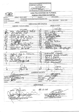 S&uacute;mula: Arquivo 1 - Liga Palhocense de Futebol