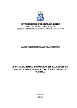 A &eacute;tica no radio esportivo da Bahia