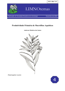 Produtividade Prim&aacute;ria de Macr&oacute;fitas Aqu&aacute;ticas