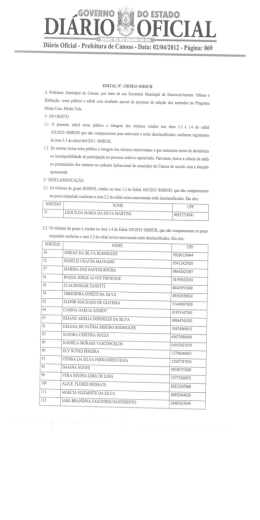 DIARIO OFICIAL - Prefeitura Municipal de Canoas