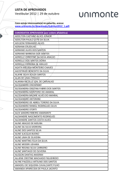 LISTA DE APROVADOS Vestibular 2012 | 29 de outubro