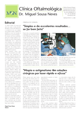 Editorial &ldquo;Miopia e astigmatismo t&ecirc;m solu&ccedil;&otilde;es cir&uacute;rgicas por laser