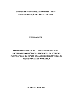 valores repassados pelo sus versus custos de procedimentos