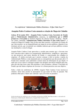 Joaquim Pedro Cardoso Costa anuncia a criação do Mapa