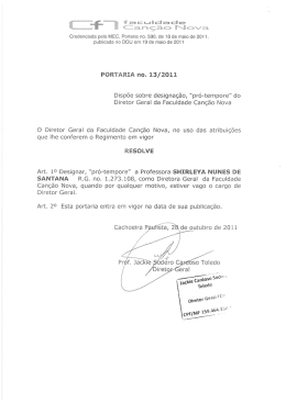 pró-tempore - Faculdade Canção Nova