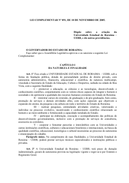 Lei nº 091 - Criação da Universidade Estadual de Roraima – UERR.