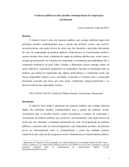1 Gest&atilde;o de pol&iacute;ticas sociais: desafios contempor&acirc;neos de