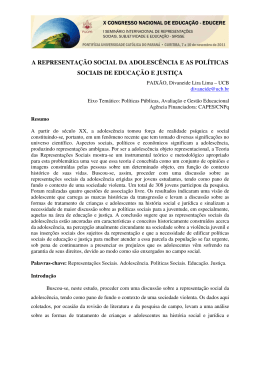 a representa&ccedil;&atilde;o social da adolesc&ecirc;ncia e as pol&iacute;ticas sociais de