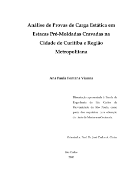 An&aacute;lise de Provas de Carga Est&aacute;tica em Estacas Pr&eacute;