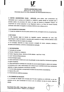 Edital 05/2015 - Sele&ccedil;&atilde;o de Docentes da Gradua&ccedil;&atilde;o 2015.2