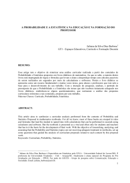 GT1A PROBABILIDADE E A ESTATISTICA NA EDUCA&Ccedil;&Atilde;O E