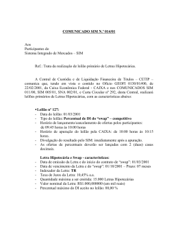 COMUNICADO SIM N.º 014/01 Aos Participantes do Sistema