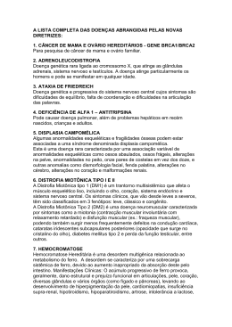 a lista completa das doen&ccedil;as abrangidas pelas novas diretrizes