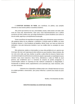 A JUVENTUDE NAClONAL DO PMDB, vem manifestar, de p&uacute;blico