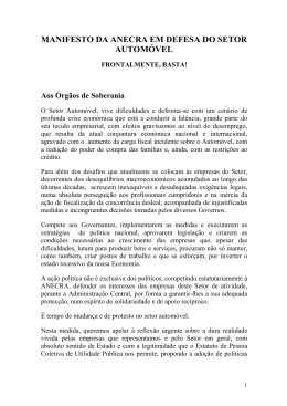 MANIFESTO DA ANECRA EM DEFESA DO SETOR AUTOMÓVEL