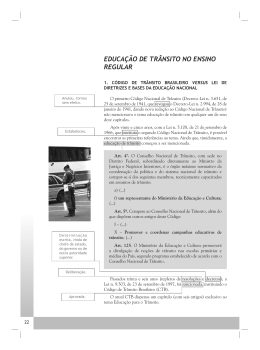 EDUCA&Ccedil;&Atilde;O DE TR&Acirc;NSITO NO ENSINO REGULAR