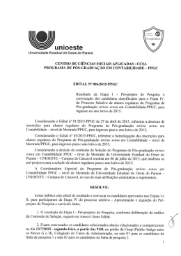 Edital 06/2015-PPGC - Resultado da Etapa I - Pré