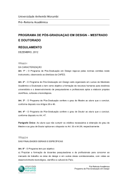 PROGRAMA DE P&Oacute;S-GRADUA&Ccedil;AO EM DESIGN &ndash; MESTRADO E